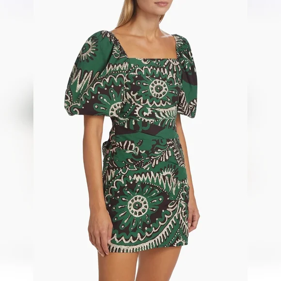 Sea Geometric Puff-Sleeve Mini Dres - Picture 4 of 7